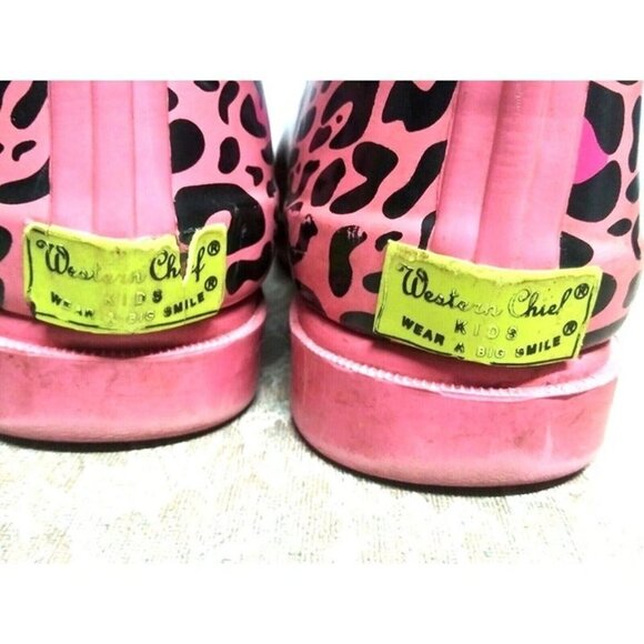 Western Chief Rain Boots Girls Youth US 1 UK 13 EU 32 Pink Leopard print - Picture 5 of 6